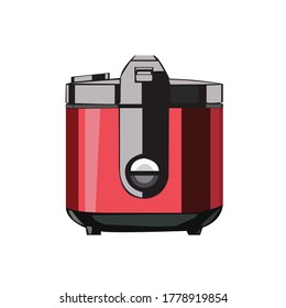 There Was A Red Rice Cooker. Isolated Vector