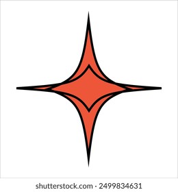 There is a red star that features a prominent black outline set against a clean white background in this striking visual design