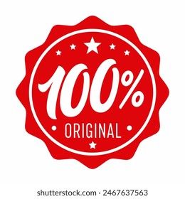 There is a red sticker with the text 100 original against a white background