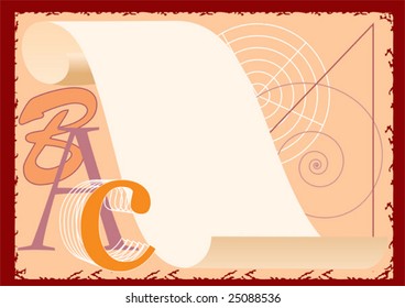 There are same decorative letters on a background of the opened scroll