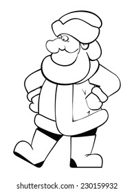 There is Santa Claus with a big sack of Christmas gifts.