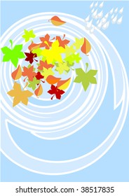 There are several elements of the winter landscape on a  background ornamental