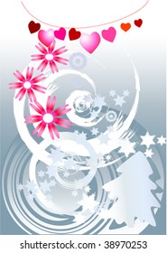 There are several elements of the winter landscape on a  background ornamental