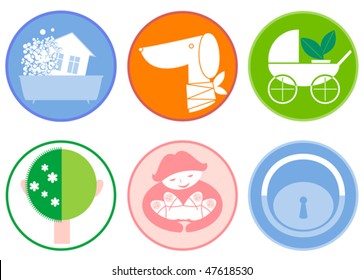 There are six icons on the theme of domestic service