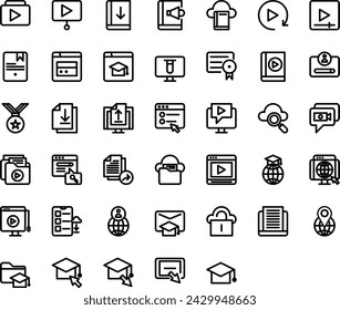 There are some online learning vector icon pack. Line icons, Sign and symbols in flat linear design medicine and health care with elements for mobile consepts and web apps.