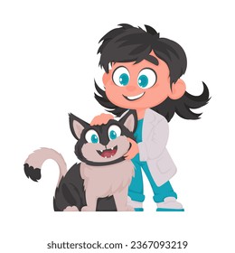 There is someone who looks after animals and keeps them well, just like a doctor for animals. Vector Illustration.