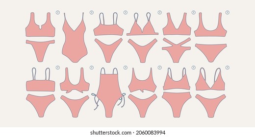 There are ten bikini and two one piece.