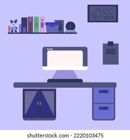 There are things on the table such as computers, clocks, and books.