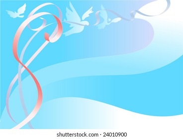 There are three pigeons in the sky