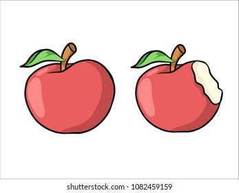 There are two apples one of the apples is already bitten by the owner of the design vector