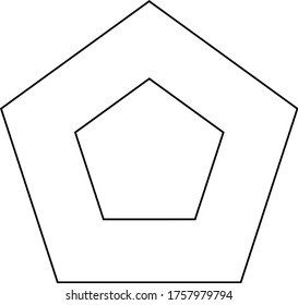 There two concentric pentagonal shapes are showing. One shape is within another. vintage line drawing or engraving illustration.