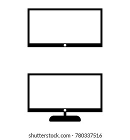 There are two contours of black color in the form of TVs, one on a stand.