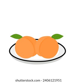 There are two vectors that form peaches placed on a plate