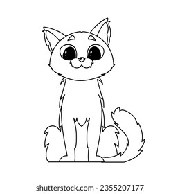 There is a very cute cat with a funny face just sitting.Linear style.
