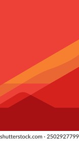 There is a vivid red background that has orange lines across it