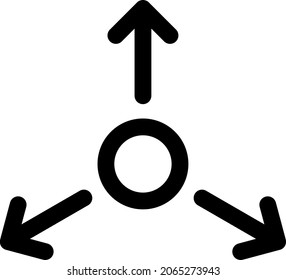 There Way Arrow Outline Vector Icon Design
