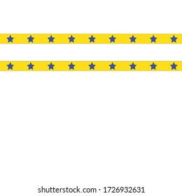 There are yellow lines on a white background and blue stars on it, vector
