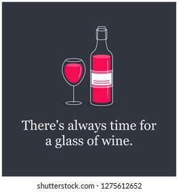 Theres Always Time Glass Wine Quote Stock Vector (Royalty Free ...