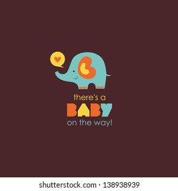 there's a baby on the way card. vector illustration