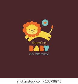 there's a baby on the way card. vector illustration