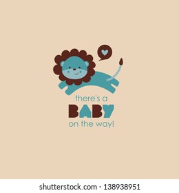 there's a baby on the way card. vector illustration