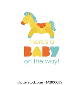 there's a baby on the way card. vector illustration