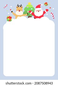 There's Santa and a deer tree. There's a lot of colorful memo Christmas, letter paper, mail, invitation, notebook. Vector drawing. Hand drawn style.