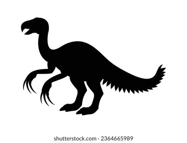 Therizinosaurus Dinosaur Silhouette Vector Isolated on White Background