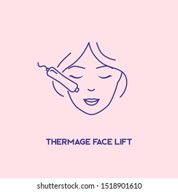 Thermage face lift. Cosmetology concept. Facial laser hair removal, depilation.