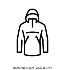 Thermal Anorak black line icon. Thermo clothing. Editable stroke.