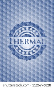 Thermal blue polygonal emblem.