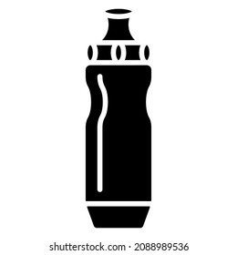 Thermal bottle with overflow protection on the lid for safe use. Thermos for hot drinks. Vector icon, glyph, isolated