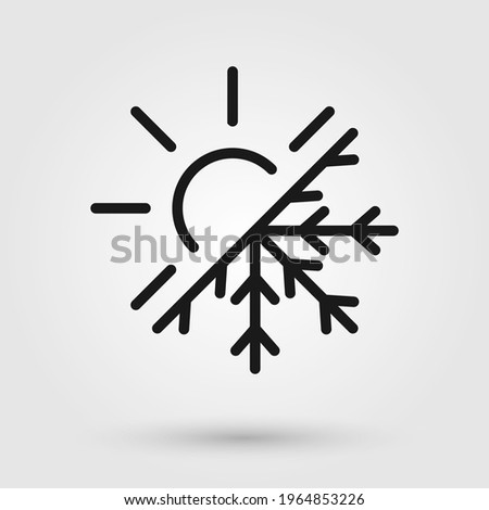 Thermal and cold resistant vector icon. Snowflake and sun illustration sign. Heat and frost symbol.