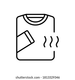 Thermal  compression breathable underwear  Linear icon long sleeve t shirt and air waves  Black simple illustration clothes to keep comfortable temperature  Contour isolated vector pictogram