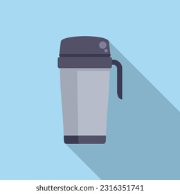 Thermal cup icon flat vector. Coffee mug. Travel water