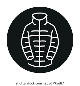 Thermal Down Jacket black line icon. Thermo clothing. Editable stroke.