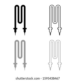 Thermal electric heating element icon outline set black grey color vector illustration flat style image