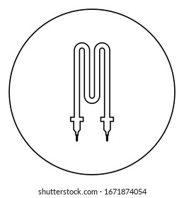 Icono de elemento de calefacción eléctrica térmica en el contorno circular negro ilustración vectorial de estilo plano