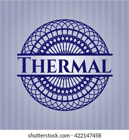 Thermal emblem with denim high quality background