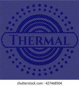 Thermal emblem with denim texture