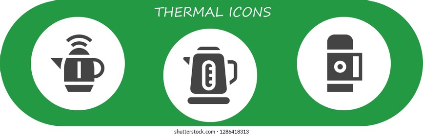  thermal icon set. 3 filled thermal icons. Simple modern icons about  - Kettle, Thermo