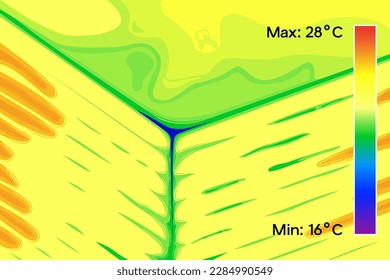 Thermal image of corner in building vector illustration.