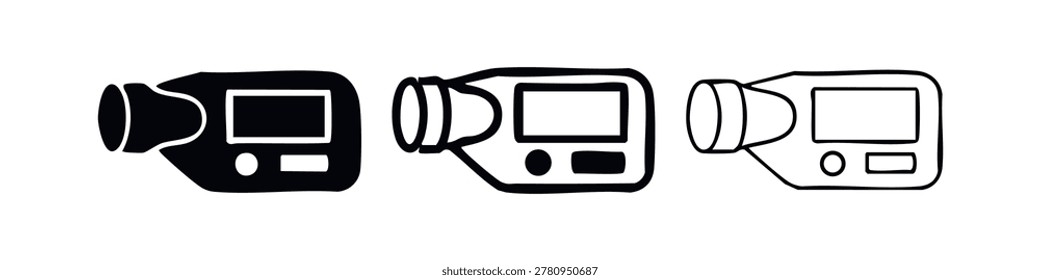Thermal imaging camera icon, handheld infrared thermometer symbol, industrial inspection device vector