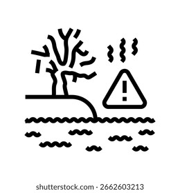 impacto térmico ecossistemas ícone da linha vetor. impacto térmico ecossistemas sinal. isolado contorno símbolo ilustração preta