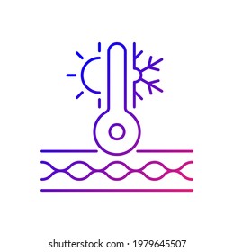 Thermal insulated fabric feature gradient linear vector icon. Fiber property for extreme conditions. Warm fiber. Thin line color symbols. Modern style pictogram. Vector isolated outline drawing