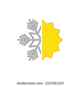 Thermal insulation and cold resistant vector illustration.  Snowflake and sun sign. 