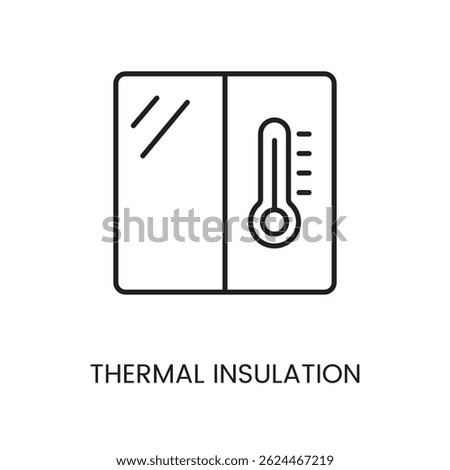 Thermal insulation icon with editable stroke for energy-saving building materials and smart home efficiency