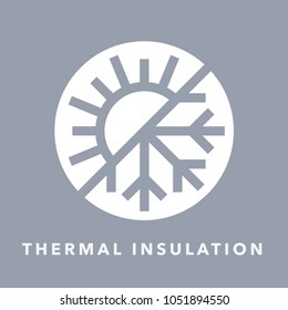 Thermal insulation icon with sun and snowflake warmth symbol. Vector illustration.