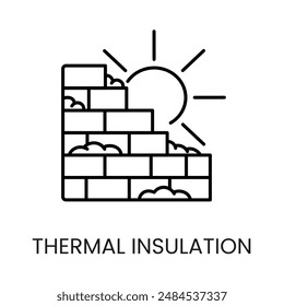 Thermal insulation line vector icon with editable stroke