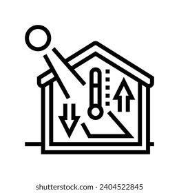 vector de icono de línea de energía de masa térmica. señal de energía de masa térmica. símbolo de contorno aislado ilustración negra